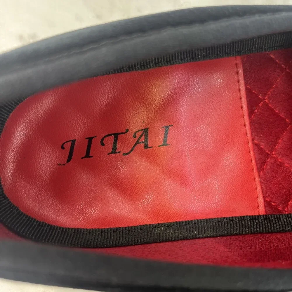 JITAI Penny Men's Slip-On Leather Lined Black Loafer Luxury Men's Shoes Size 10